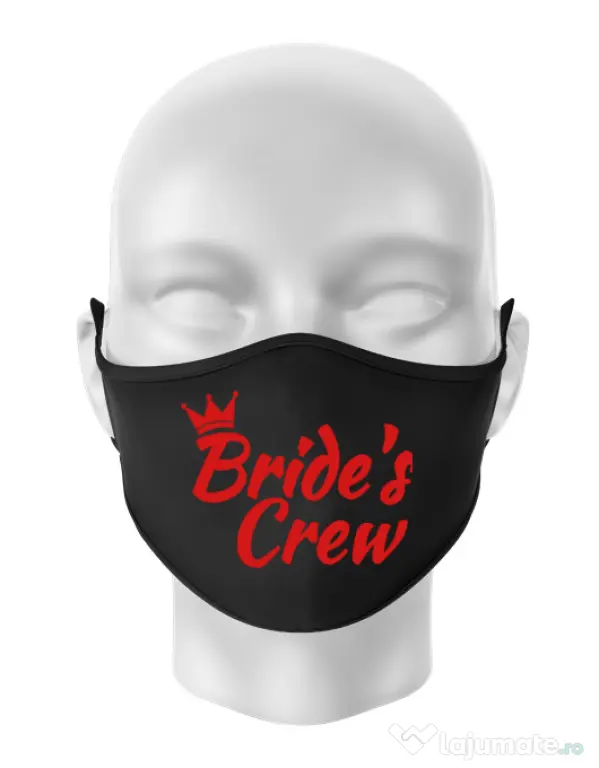 Masca personalizata reutilizabila Bride's crew Negru