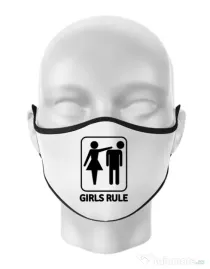 Masca personalizata reutilizabila Girls rule Alb