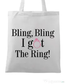 Sacosa personalizata Mireasa Bling bling Alb