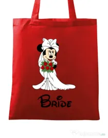 Sacosa personalizata Mireasa Bride Minnie Rosu