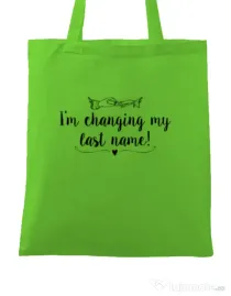 Sacosa personalizata Mireasa Last name Verde mar