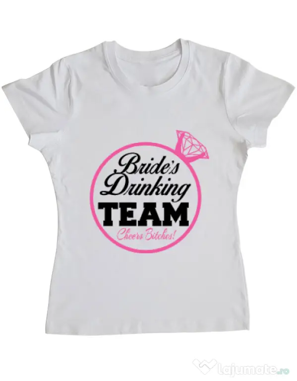 Tricou Petrecerea burlacitelor ADLER Brides drinking team Alb