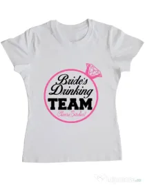 Tricou Petrecerea burlacitelor ADLER Brides drinking team Alb