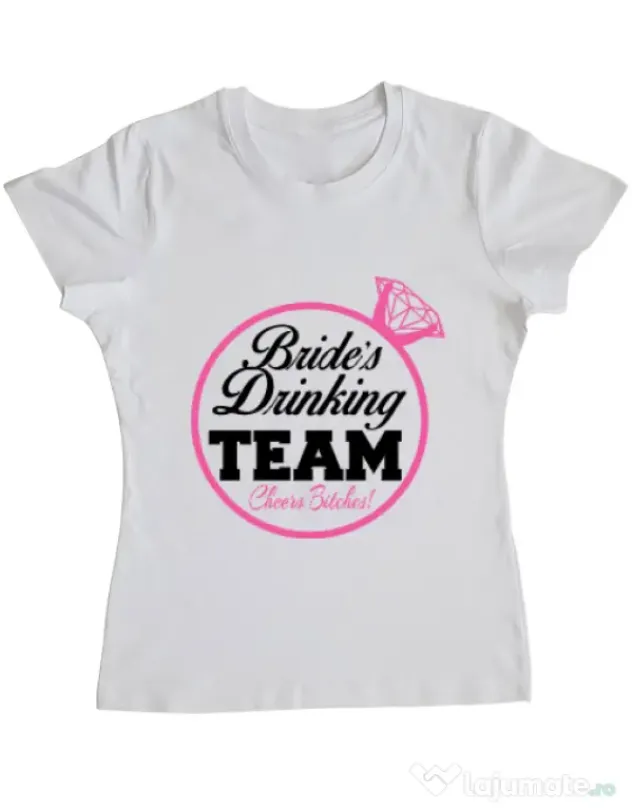 Tricou Petrecerea burlacitelor ADLER Brides drinking team Alb