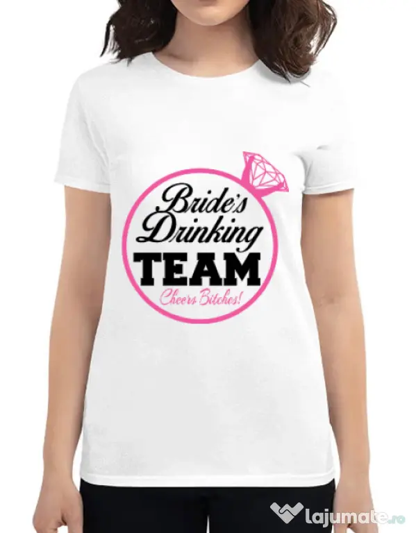 Tricou Petrecerea burlacitelor ADLER Brides drinking team Alb