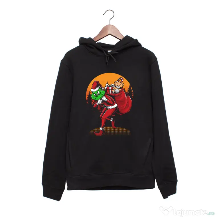 Hanorac personalizat negru unisex Grinch stole Christmas