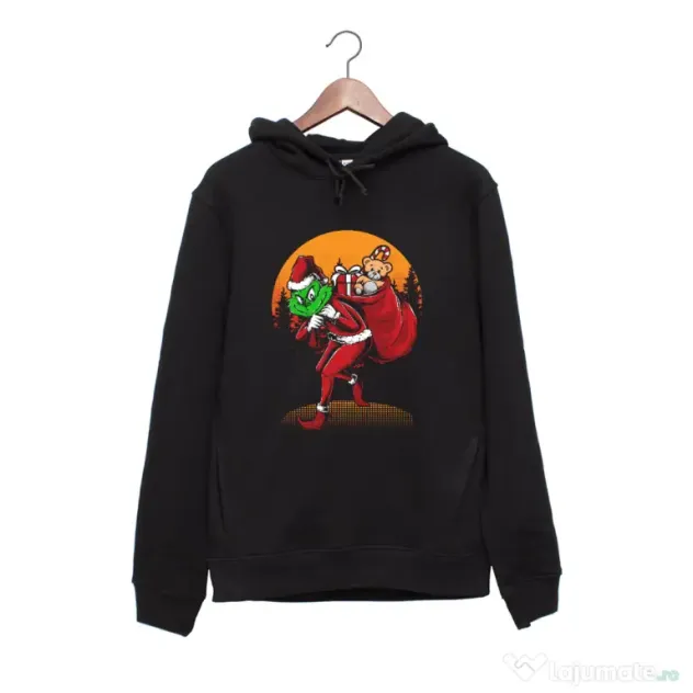 Hanorac personalizat negru unisex Grinch stole Christmas