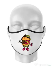 Masca personalizata reutilizabila Bastard burger Alb