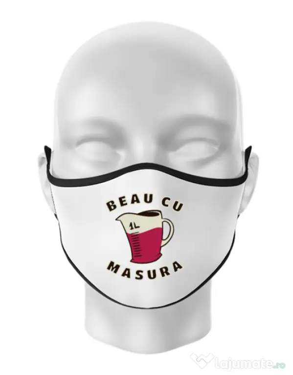 Masca personalizata reutilizabila Beau cu masura Alb