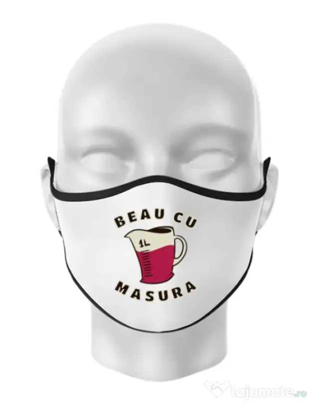 Masca personalizata reutilizabila Beau cu masura Alb