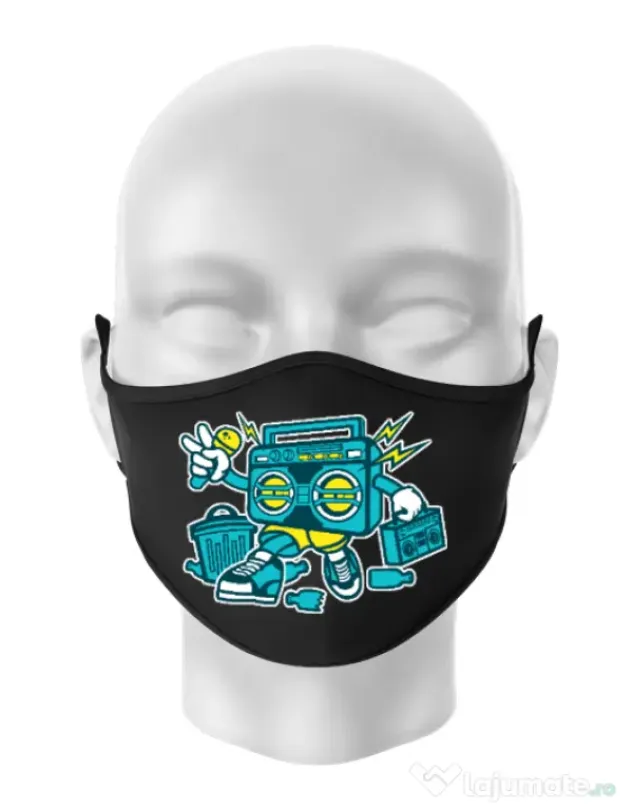 Masca personalizata reutilizabila Boombox Negru