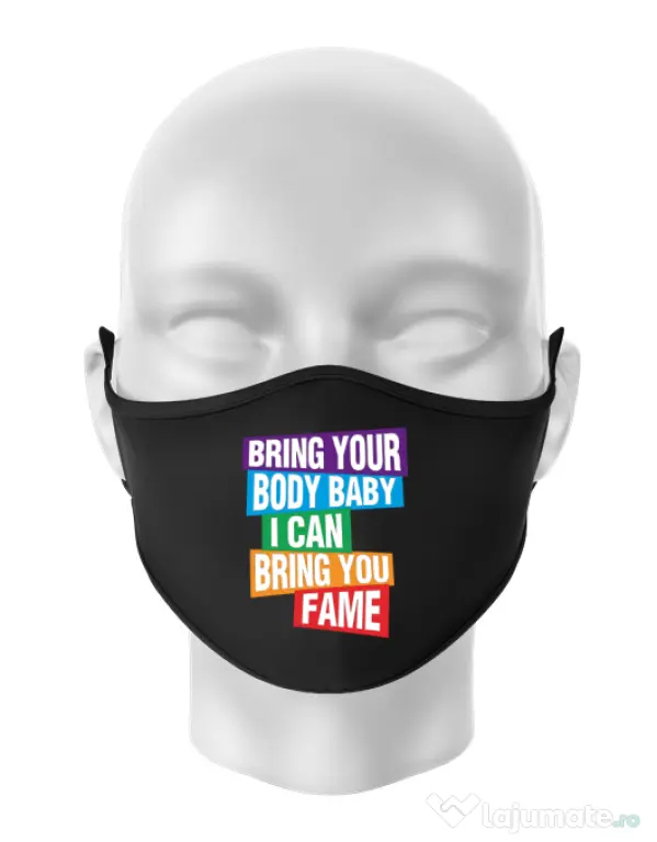 Masca personalizata reutilizabila Bring your body Negru