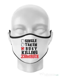 Masca personalizata reutilizabila Busy killing zombies Alb