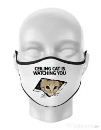 Masca personalizata reutilizabila Ceiling cat Alb