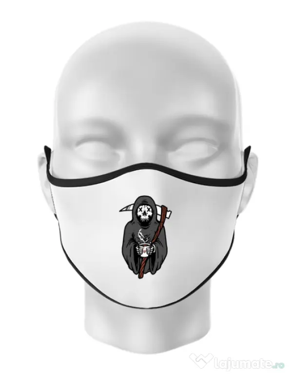 Masca personalizata reutilizabila Coffee Reaper Alb