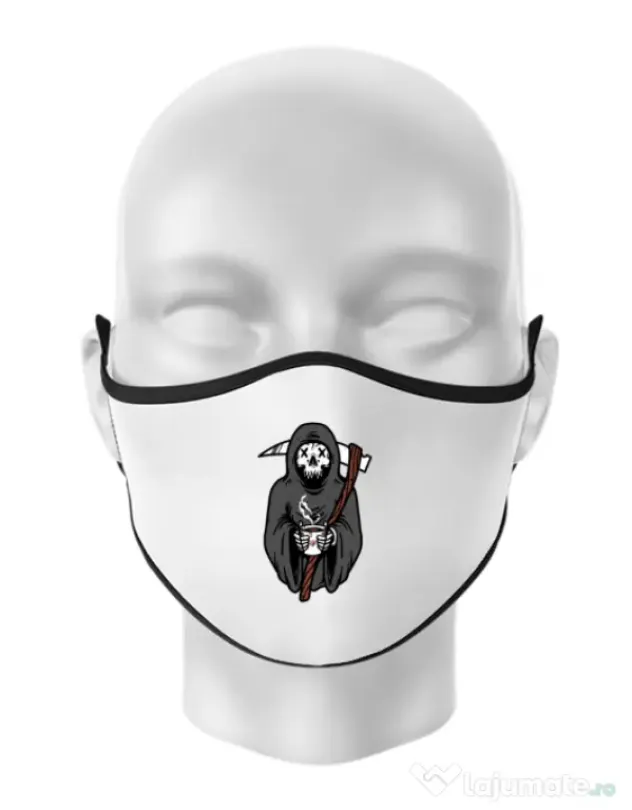 Masca personalizata reutilizabila Coffee Reaper Alb