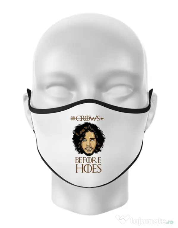 Masca personalizata reutilizabila Crows Before Hoes Alb