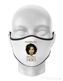 Masca personalizata reutilizabila Crows Before Hoes Alb