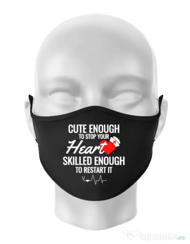 Masca personalizata reutilizabila Cute enough Negru