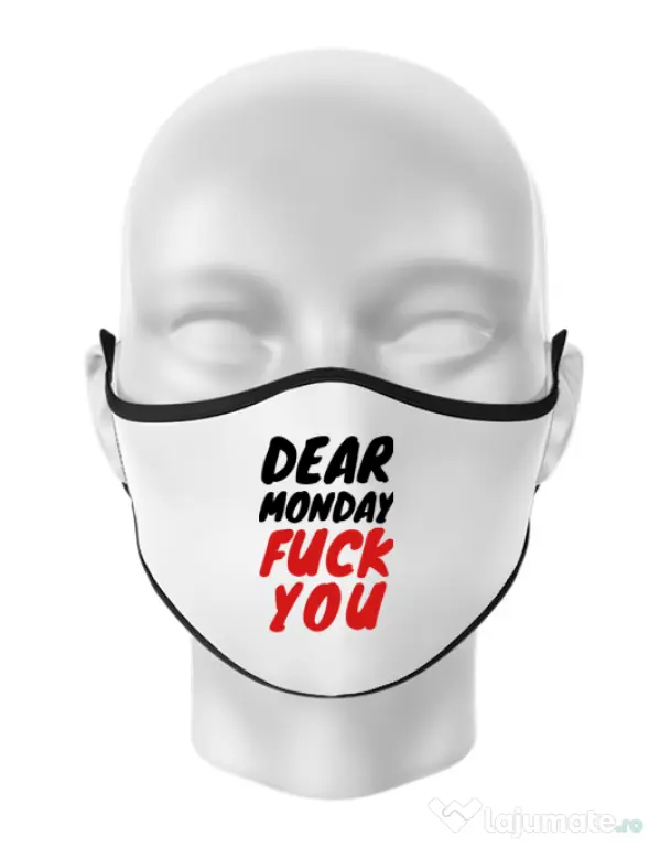 Masca personalizata reutilizabila Dear monday Alb