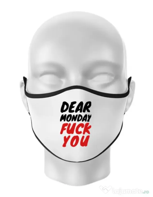 Masca personalizata reutilizabila Dear monday Alb