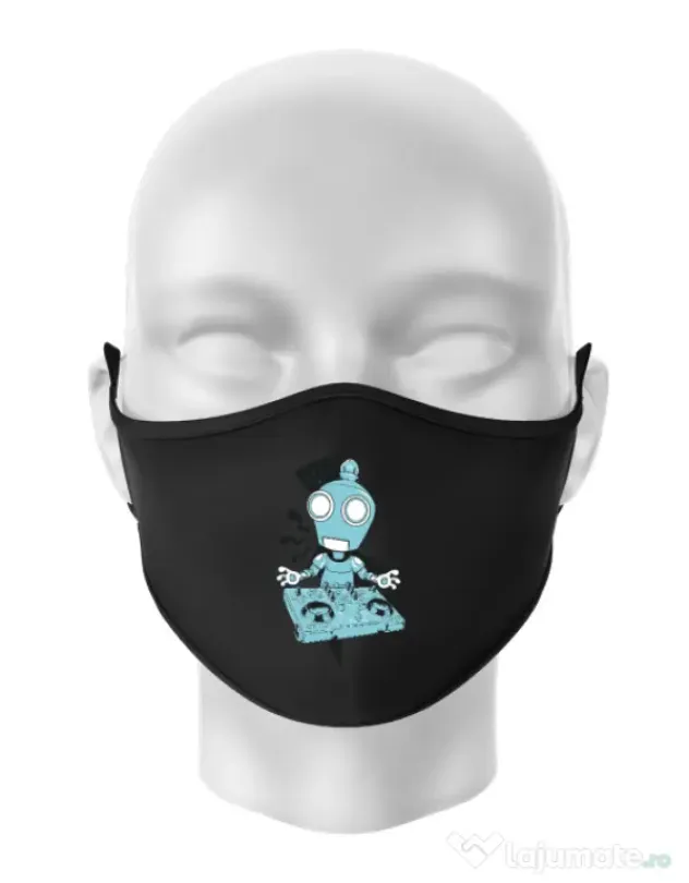 Masca personalizata reutilizabila Dj robot Negru