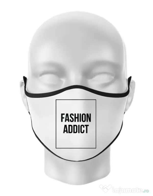 Masca personalizata reutilizabila Fashion addict Alb