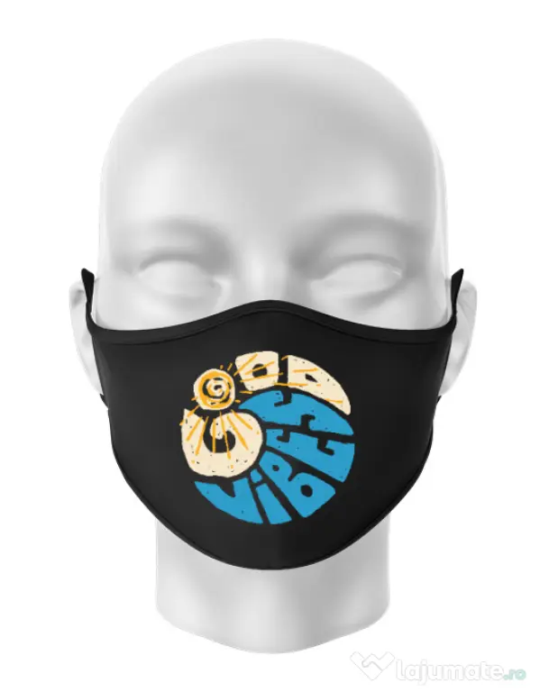 Masca personalizata reutilizabila Good vibes and wave Negru