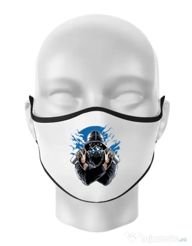 Masca personalizata reutilizabila Graffiti gas mask Alb