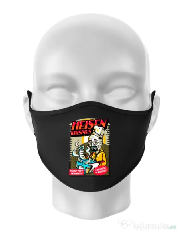 Masca personalizata reutilizabila Heisen krispies Negru