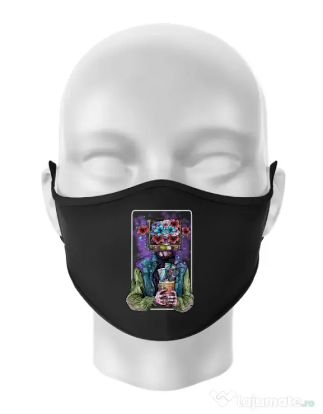 Masca personalizata reutilizabila Human milenial Negru
