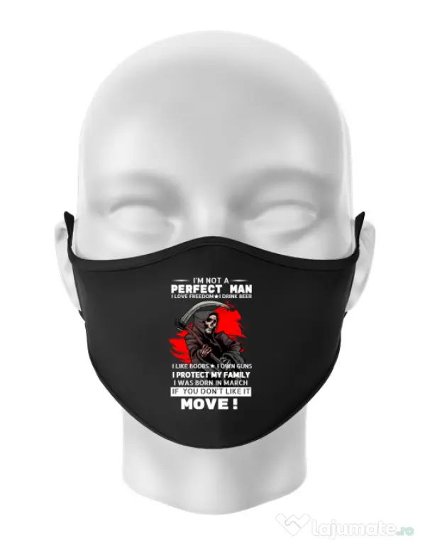 Masca personalizata reutilizabila I am not a perfect man Negru