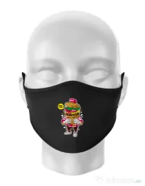 Masca personalizata reutilizabila I Love Burger Negru