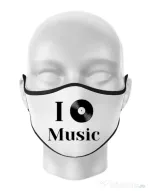 Masca personalizata reutilizabila I love music Alb