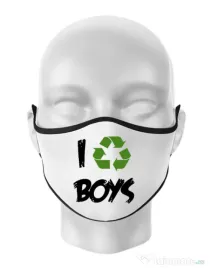 Masca personalizata reutilizabila I recycle boys Alb