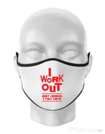 Masca personalizata reutilizabila I work out Alb