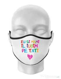 Masca personalizata reutilizabila Il iubim pe tati Alb