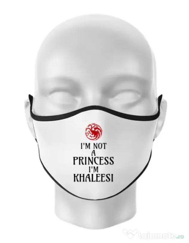 Masca personalizata reutilizabila I'm Khaleesi Alb