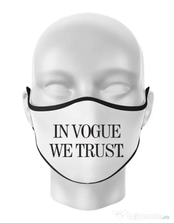 Masca personalizata reutilizabila In vogue we trust Alb
