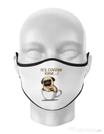 Masca personalizata reutilizabila Its Coffee Time Alb