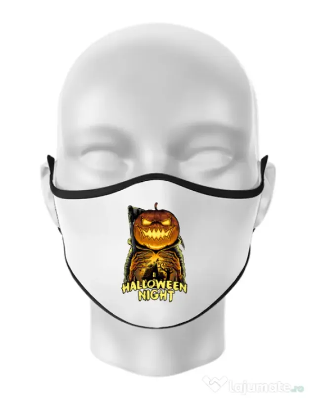 Masca personalizata reutilizabila Jack o lantern Alb