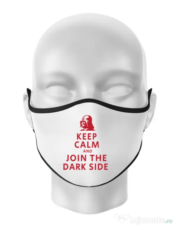 Masca personalizata reutilizabila Join the darkside Alb