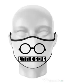 Masca personalizata reutilizabila Little geek Alb