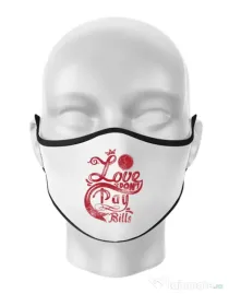 Masca personalizata reutilizabila Love Alb