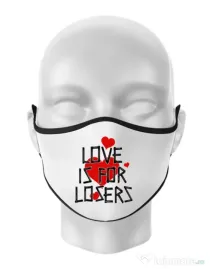 Masca personalizata reutilizabila Love is for losers Alb