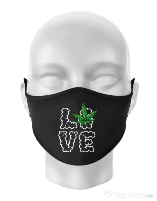 Masca personalizata reutilizabila Love weed Negru