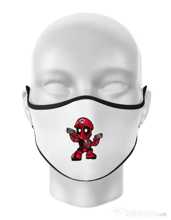 Masca personalizata reutilizabila Mario Deadpool Alb