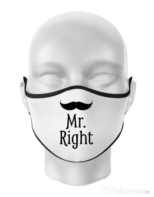 Masca personalizata reutilizabila Mr. right Alb