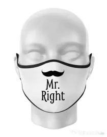 Masca personalizata reutilizabila Mr. right Alb
