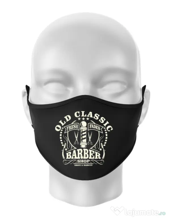 Masca personalizata reutilizabila Old Classic Barber Negru